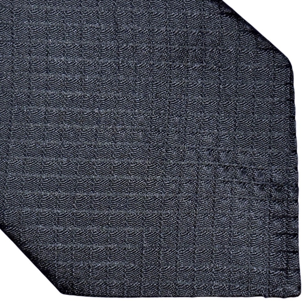 Marco Cellini Mens Jet Black Silk Textured Necktie Hand Made in Italy 3"